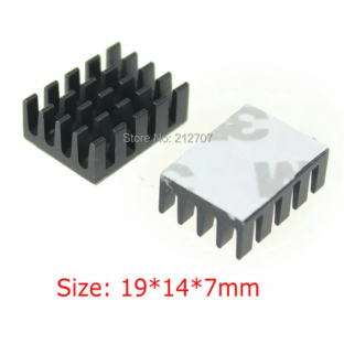 Black Aluminum Heatsink 19mmx14mmx7mm for Pi5 CPU