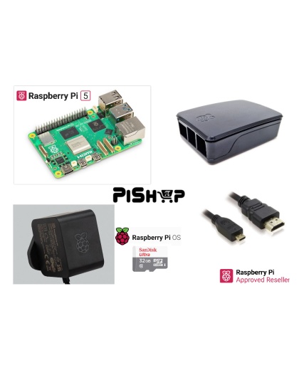Raspberry Pi5 8GB Black Official Kit 64GB uSD