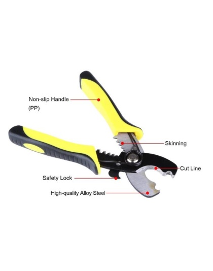 180mm (14mm2) Cable Cutter and Stripping Tool with Non-Slip Handle