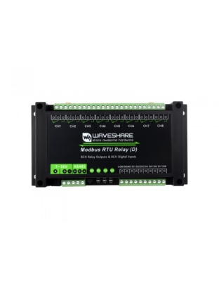 Industrial Modbus RTU 8-ch Relay Module (D) With Digital Input and RS485 Interface, Multi Isolation Protection Circuits, 7~36V Power Supply