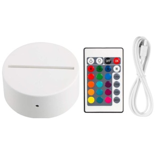 White 3D Night LED Acrylic Light Base Remote Adjustable 16 Colours