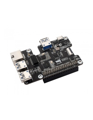 Raspberry Pi 5 PCIe HAT To Gigabit Ethernet And USB 3.2 Gen1 HAT For Raspberry Pi 5, 3x USB 3.2 Gen1, 1x Gigabit Ethernet, Driver-Free, Plug And Play