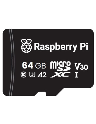 Raspberry Pi A2-Class 64GB SD - preloaded with Raspberry Pi OS 64bit (SD Adaptor in Jewel case)