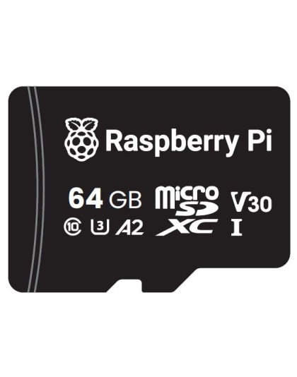 Raspberry Pi A2-Class 64GB SD - preloaded with Raspberry Pi OS 64bit (SD Adaptor in Jewel case)
