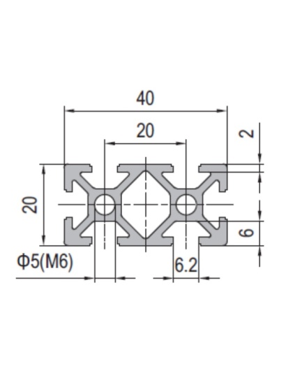 T-Slot Strut Profile PG 2040 x 1000mm