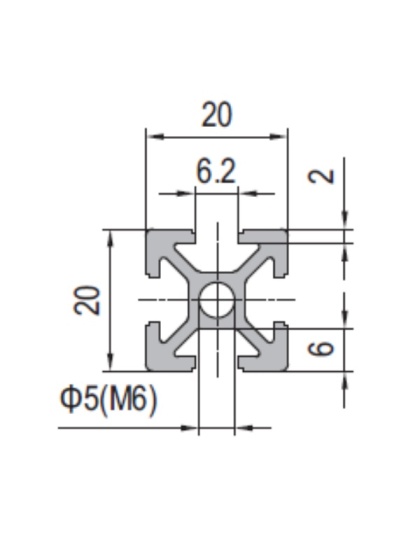 T-Slot Strut Profile PG 2020 x 1000mm