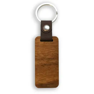 Consumable Keyring Kit 6mm Walnut and Leather Rectangular - Pack of 10 (To go with Laser Etcher )