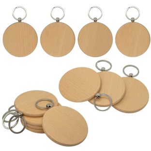 Consumable Keyring Kit Round Wooden - Pack of 10 (To go with Laser Etcher )