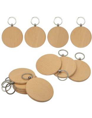 Consumable Keyring Kit Round Wooden - Pack of 10 (To go with Laser Etcher )