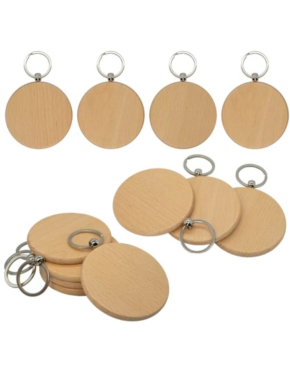 Consumable Keyring Kit Round Wooden - Pack of 10 (To go with Laser Etcher )