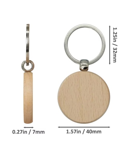 Consumable Keyring Kit Round Wooden - Pack of 10 (To go with Laser Etcher )
