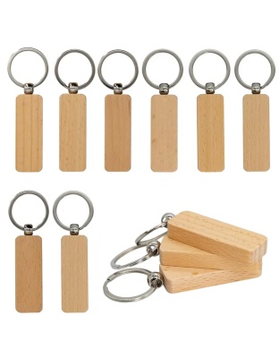 Consumable Keyring Kit Rectangle Wooden - Pack of 10 (To go with Laser Etcher )