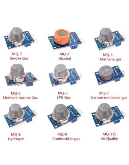 9Pcs MQ2 MQ-3 MQ-4 MQ-5 MQ-6 MQ-7 MQ-8 MQ-9 MQ-135 Sensor Module kit
