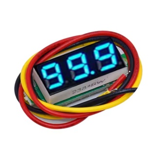 DC 4.5-30V powered, 0-100V measure 3 Wire LED Voltmeter 0.28 inch display - blue