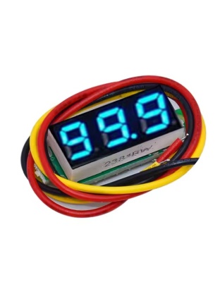 DC 4.5-30V powered, 0-100V measure 3 Wire LED Voltmeter 0.28 inch display - blue