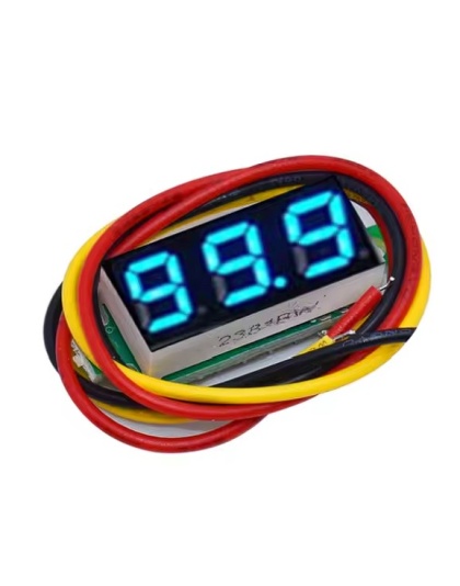 DC 4.5-30V powered, 0-100V measure 3 Wire LED Voltmeter 0.28 inch display - blue