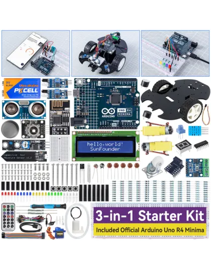 SunFounder 3 in 1 Ultimate Starter Kit with Original Arduino Uno R4 Minima