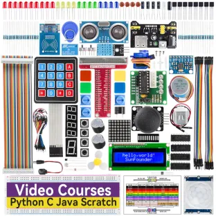 SunFounder Da Vinci Starter Kit for Raspberry Pi 5 4B 3B B+ 400, Zero 2 W, Python C Java Scratch Node.js, Online Tutorials &amp; Video Courses for Beginners &amp; Experts (Raspberry PI NOT Included)