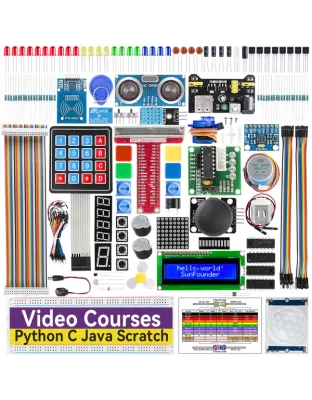 SunFounder Da Vinci Starter Kit for Raspberry Pi 5 4B 3B B+ 400, Zero 2 W, Python C Java Scratch Node.js, Online Tutorials &amp; Video Courses for Beginners &amp; Experts (Raspberry PI NOT Included)