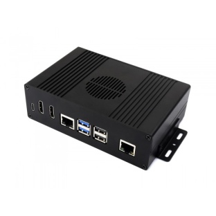 Multi-functional All-in-one Mini-Computer Kit Designed for Raspberry Pi 5, Aluminum Alloy Case, PCIe to Gigabit Ethernet adapter board inside
