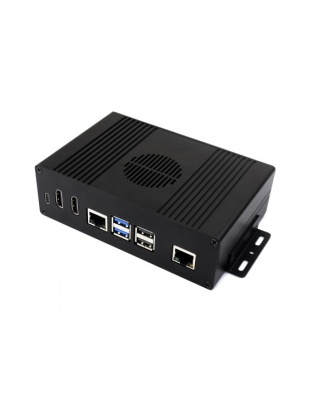 Multi-functional All-in-one Mini-Computer Kit Designed for Raspberry Pi 5, Aluminum Alloy Case, PCIe to Gigabit Ethernet adapter board inside