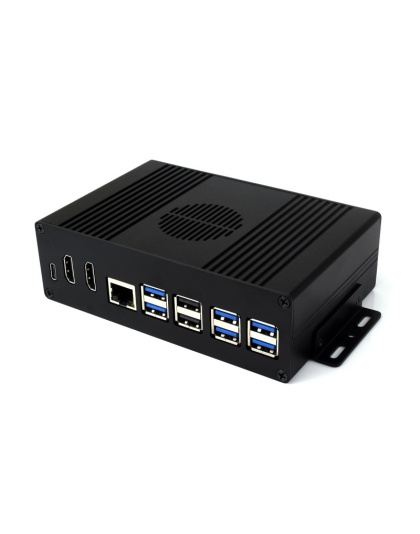 Multi-functional All-in-one Mini-Computer Kit Designed for Raspberry Pi 5, Aluminum Alloy Case, PCIe to 4-ch USB 3.2 Gen1 adapter board inside