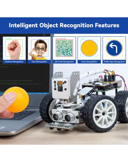 SunFounder Picar-X AI Video Robot Car Kit for Raspberry Pi 5/4/3B+/3B, ChatGPT-4o Enabled with Voice Command &amp; Video Recognition, Python, Scratch, Camera, Mic, Rechargeable Batterry