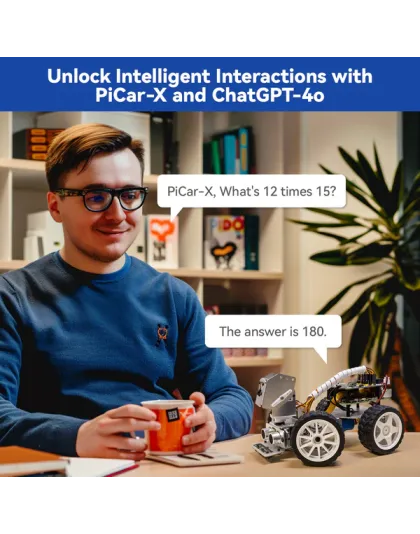 SunFounder Picar-X AI Video Robot Car Kit for Raspberry Pi 5/4/3B+/3B, ChatGPT-4o Enabled with Voice Command &amp; Video Recognition, Python, Scratch, Camera, Mic, Rechargeable Batterry