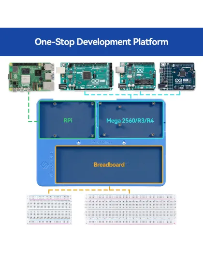 SunFounder RAB Holder Breadboard Kit for Raspberry Pi 5/4, Arduino Uno R4 Minima/Wifi/Uno R3/Mega R3