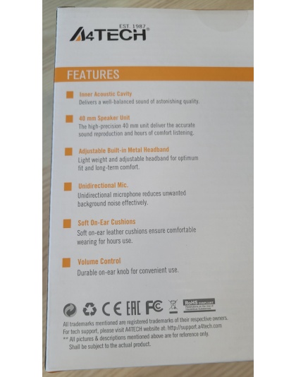 A4 Tech Hu-30 Headphones with Microphone USB - Black