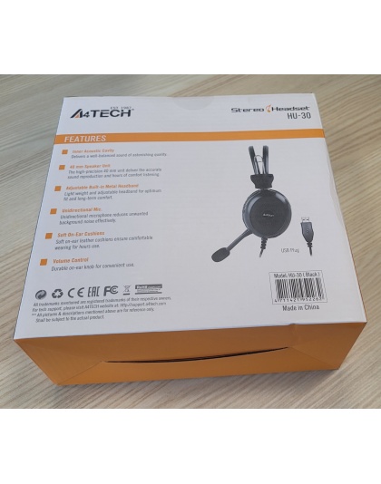 A4 Tech Hu-30 Headphones with Microphone USB - Black