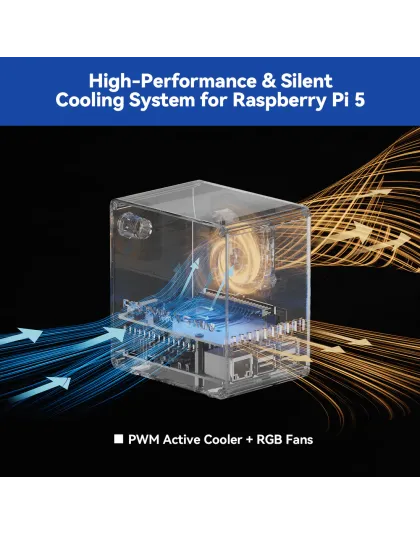 Sunfounder Pironman 5-Mini NVMe M.2 SSD PCIe Mini PC Case for Raspberry Pi 5