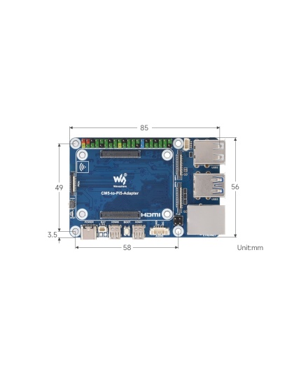 CM5 To Pi 5 Adapter Board For Raspberry Pi 5, Alternative Solution for Raspberry Pi 5, Onboard Audio Header, Supports Connecting To Microphone