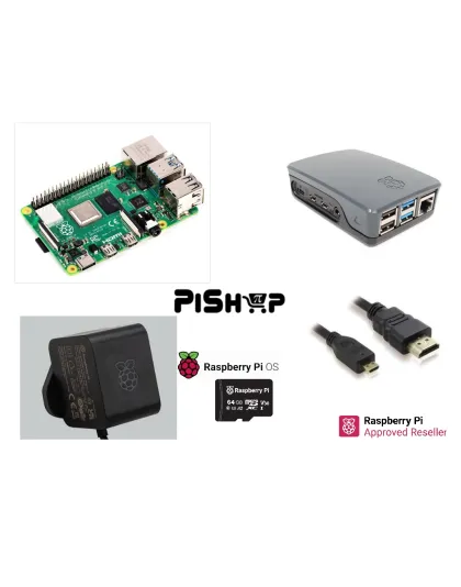 Raspberry Pi4 Model B 4GB Black/Grey Official Case Kit 64GB uSD