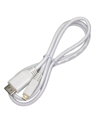 Official White 1m Micro-HDMI to Standard HDMI (type A) for Pi4/5 and Pi400/500