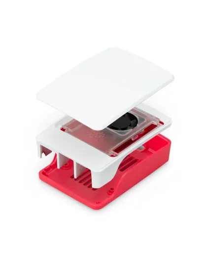 Raspberry Pi 5 official red/white case with fan and heatsink