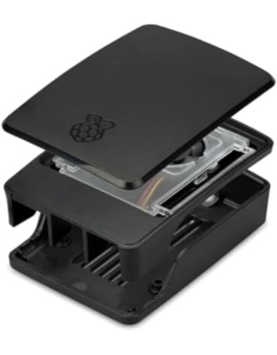 Raspberry Pi 5 official black case with fan and heatsink