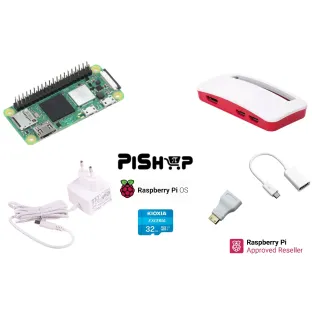 Raspberry Pi Zero 2 WH Red/White Kit (pre-soldered header) Kioxia 32GB uSD