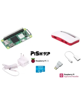 Raspberry Pi Zero 2 WH Red/White Kit (pre-soldered header) Kioxia 32GB uSD