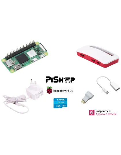 Raspberry Pi Zero 2 WH Red/White Kit (pre-soldered header) Kioxia 32GB uSD
